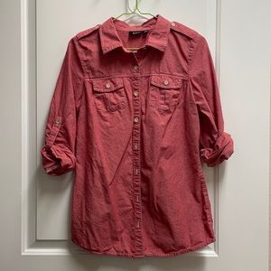 Women’s Petite Small, ANA, red, button blouse